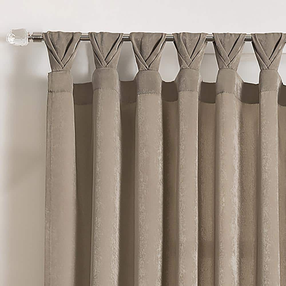 Taupe Wide Sheer Polyester Tab Top Window Panel
