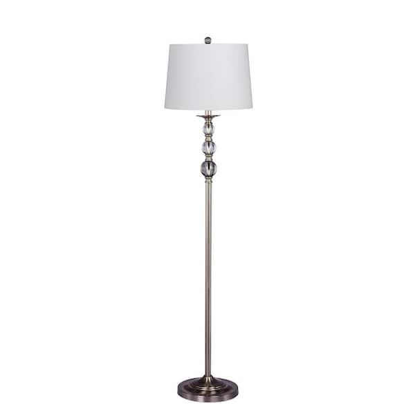 Crystal Floor Lamp In A Brushed Steel, Mercury Glass Stacked Ball Floor Lamp Brass Threshold