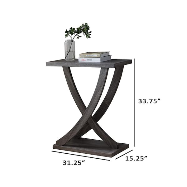 Benzara 32 in. Distressed Gray Standard Rectangle Wood Console