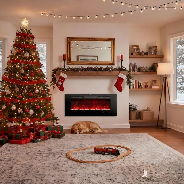 Flame 42 in. Wall-Mounted Automatic Constant Temperature Electric Fireplace Insert