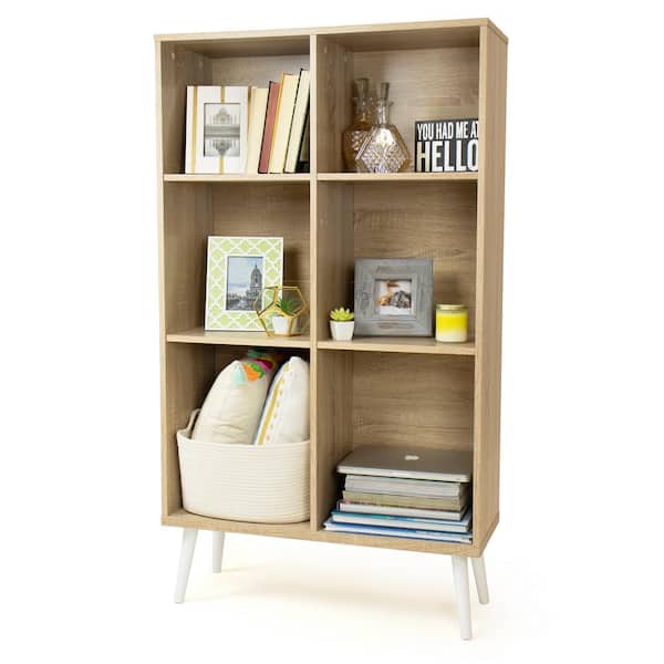6 Shelf Accent Bookcase, Light Oak Bookcase With Adjustable Shelves