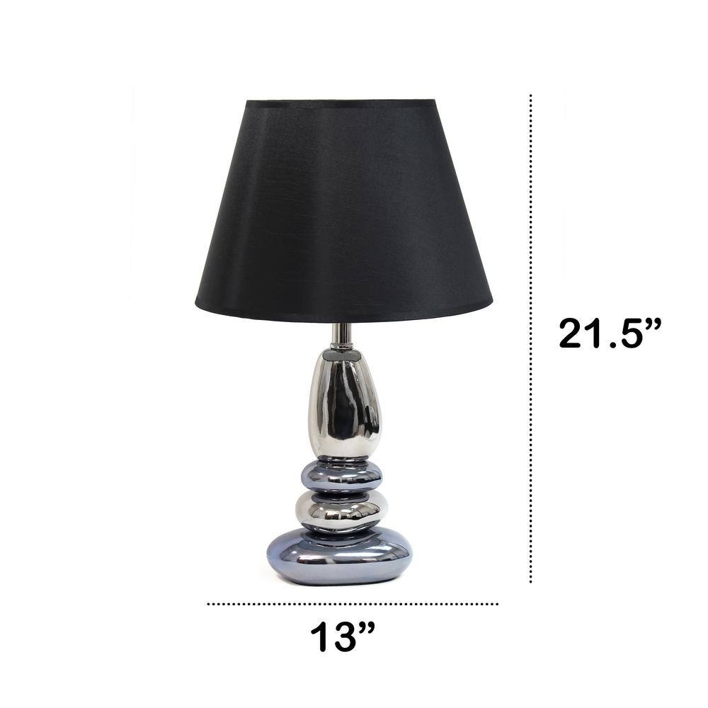 21.5" Chrome and Blue Stacked Stone Nightstand Lamp