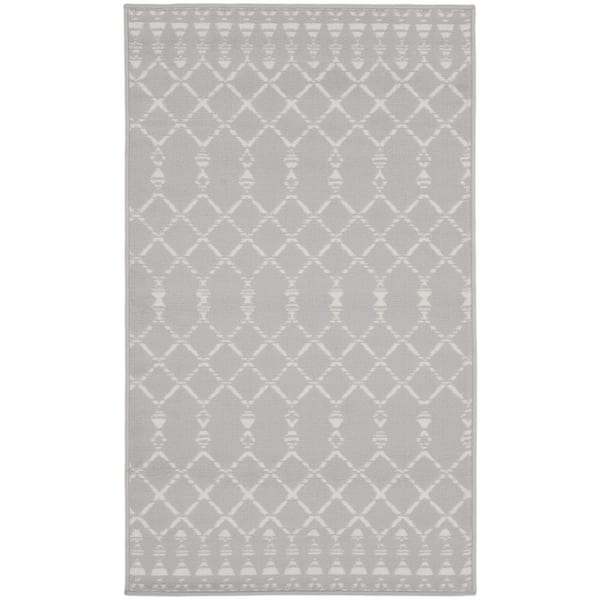 3 ft. x 5 ft. Gray and Ivory Geometric Area Rug