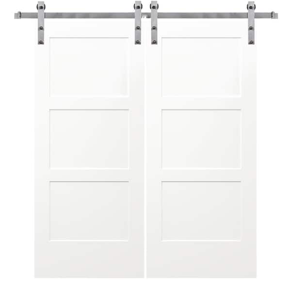 MMI DOOR 64 in. x 80 in. Birkdale Primed Solid Core Composite Sliding Barn Door with Stainless Steel Hardware Kit