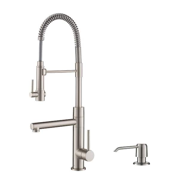 KRAUS Artec Pro Single-Handle Pull Down Sprayer Kitchen Faucet with Soap Dispenser in Spot Free Stainless Steel