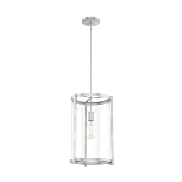 Astwood 1-Light Brushed Nickel Island Pendant Light with Clear Glass Shade Kitchen Light