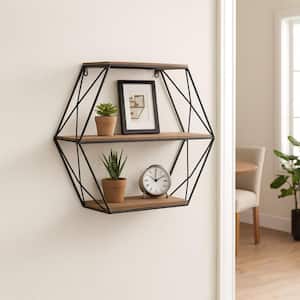Liv & Skye 24 in. x 7 in. Brown Metal Triangle Design Decorative