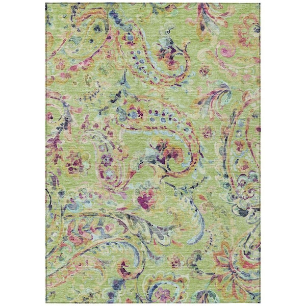 Chantille Machine Washable Indoor/Outdoor Abstract ACN834 Aloe 5 ft. x 7 ft. 6 in. Area Rug