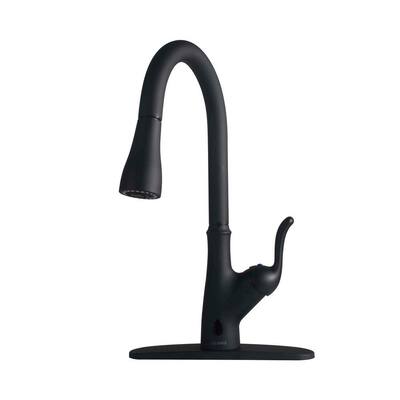 Modern Single Handle Touchless Pull Down Sprayer Kitchen Faucet with Spot Resistant in Matte Black