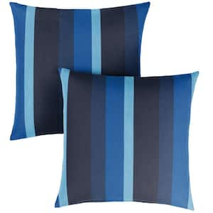 SORRA HOME Sunbrella Lido Indigo Outdoor Corded Throw Pillows (2