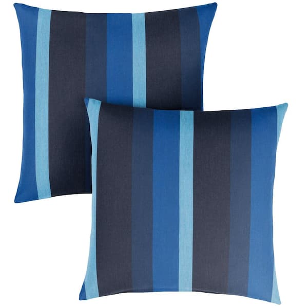 SORRA HOME Sunbrella Gateway Indigo Outdoor Knife Edge Throw Pillows (2-Pack)