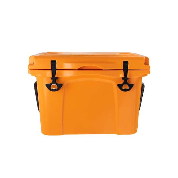 25QT Orange Insulated Hard Cooler, 5-Day Ice Retention for Camping
