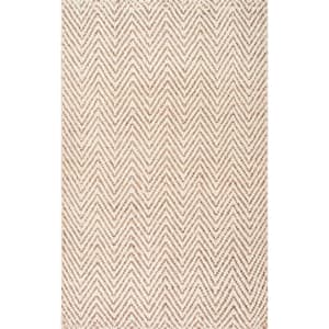 Vania Chevron Jute Off White 4 ft. x 6 ft. Area Rug