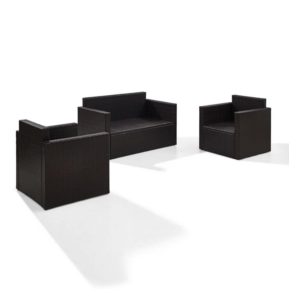 Mahogany and Sand 4-Person Outdoor Wicker Sofa Set