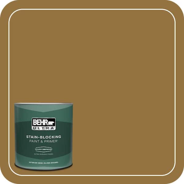 BEHR ULTRA 1 qt. #330D-7 Sconce Gold Extra Durable Semi-Gloss Enamel Interior Paint & Primer