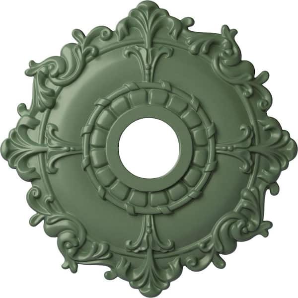Ekena Millwork 1-1/2" x 18" x 18" Polyurethane Riley Ceiling Medallion, Hand-Painted Athenian Green