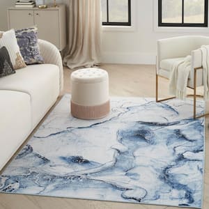 Daydream Ivory Blue 5 ft. x 7 ft. Contemporary Area Rug