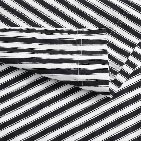Striped Linen Fabric in Black and White • Vritti Designs