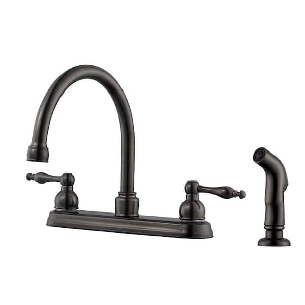 Design House Saratoga 2-Handle Standard Kitchen Faucet with Side Sprayer in Brushed Bronze