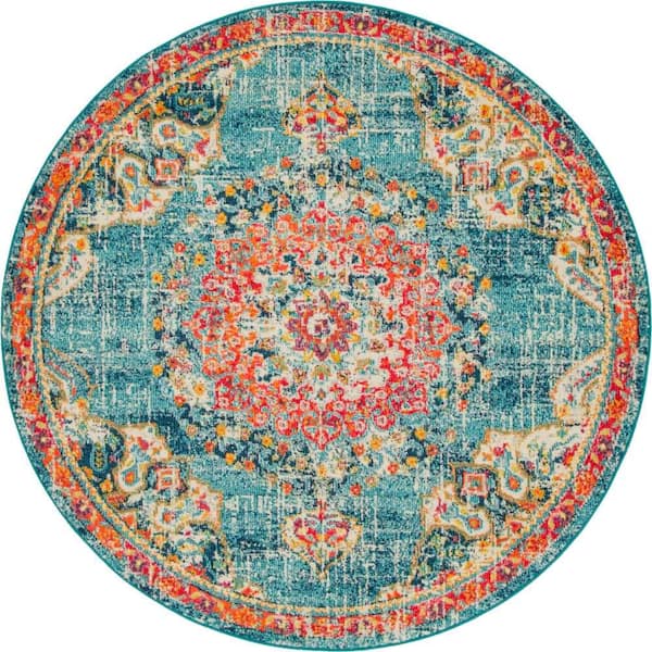 Penrose Alexis Blue 6 ft. x 6 ft. Round Rug