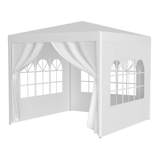 Huluwat 10 ft. x 10 ft. White Outdoor Heavy Duty Gazebo Wedding Canopy with 4 Removable Walls