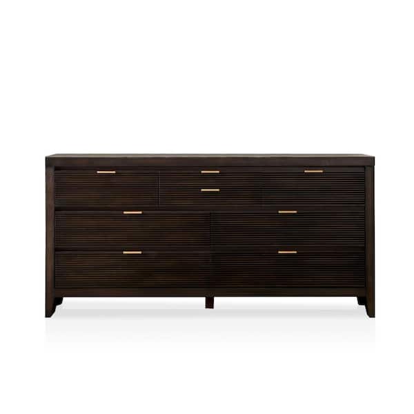 Furniture of America Angleberger Dark Walnut 8-Drawer 35 in. H x 50 in. W x 20 in. D Dresser