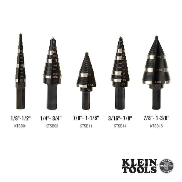 Klein Tools 1/8 in. to 1/2 in. High Speed Steel Double-Fluted Step