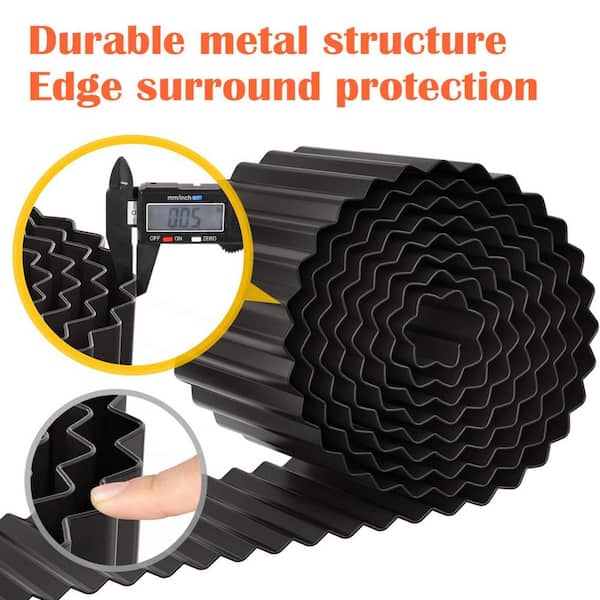 40 ft. x 0.05 in. x 6 in. Black Metal Garden Edging for Lawn, Flower Bed, Garden Fence and Paver Edging (1-Pack)