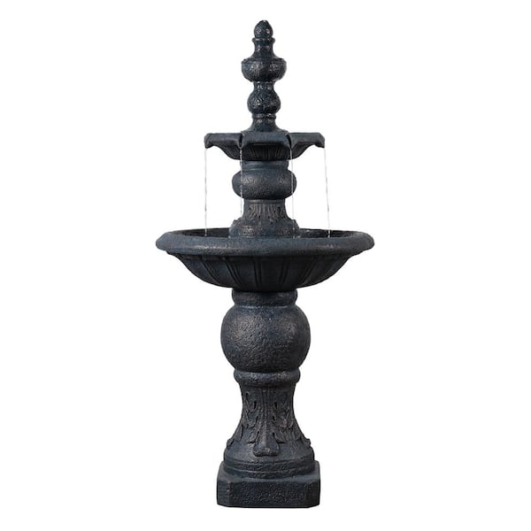 53 in. Outdoor 2-Tiered Fountain with Adjustable Flow and Electric Pump in Antique Copper