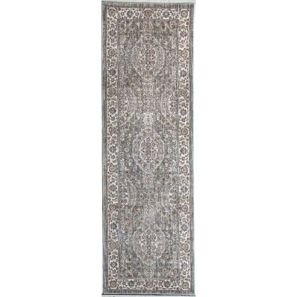 BASHIAN Legacy Sage 3 ft. x 10 ft. (2 ft. 6 in. x 10 ft.) Geometric Transitional Runner Rug