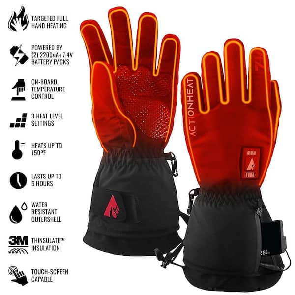 Men's ActionHeat AA Battery Heated Snow Gloves