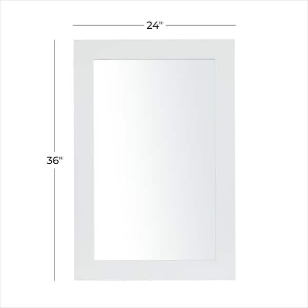 36 in. x 24 in. Rectangle Framed White Wall Mirror