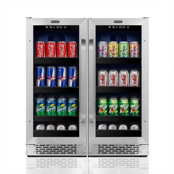30in. 256-Can Built-In Single Zone Beverage Cooler Bundle in Stainless Steel with Reversible Doors and Double Pane Glass