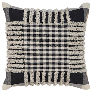 Eclectic Black Striped Hypoallergenic Polyester 18 in. x 18 in. Throw Pillow
