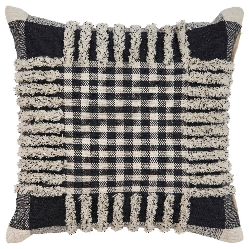 Eclectic Black Striped Hypoallergenic Polyester 18 in. x 18 in. Indoor Thro
