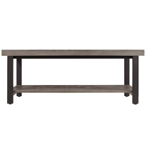 HomeSullivan Buckner 48 in. Gray Large Rectangle Wood Coffee Table with Storage