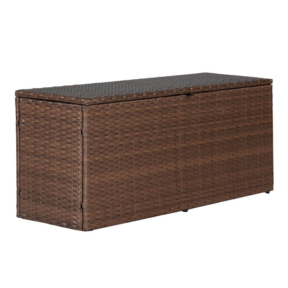 Nino 47.24" Brown Faux Wicker Lockable Deck Box