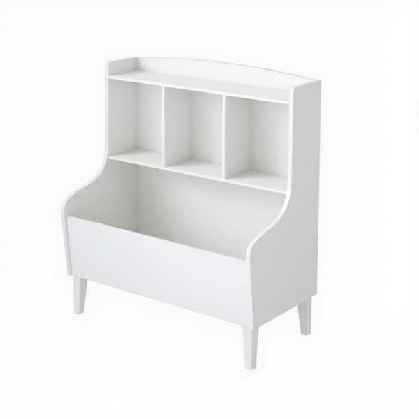 White 31.5 in. W 3-Tier Kids Bookshelf and Toy Storage Baby Book and Toy Storage Display Organizer for Children