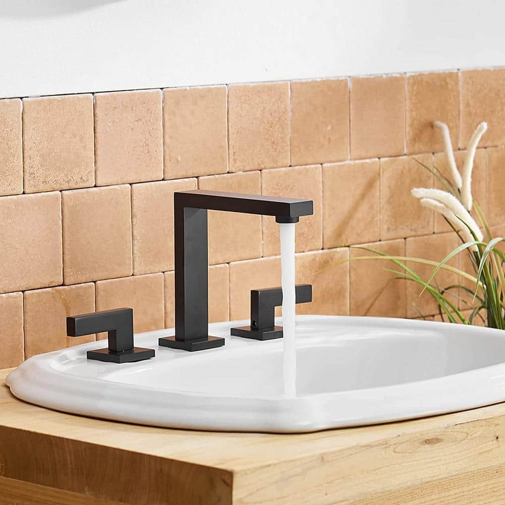 Matte Black Brass 2-Handle Widespread Bathroom Faucet