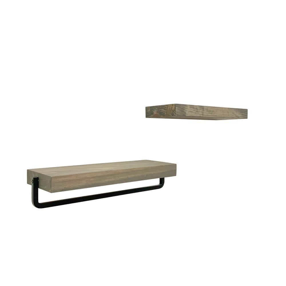 True Floating 5.5 in. x 17 in. x 3.5 in. Gray Pine Floating Decorative Wall