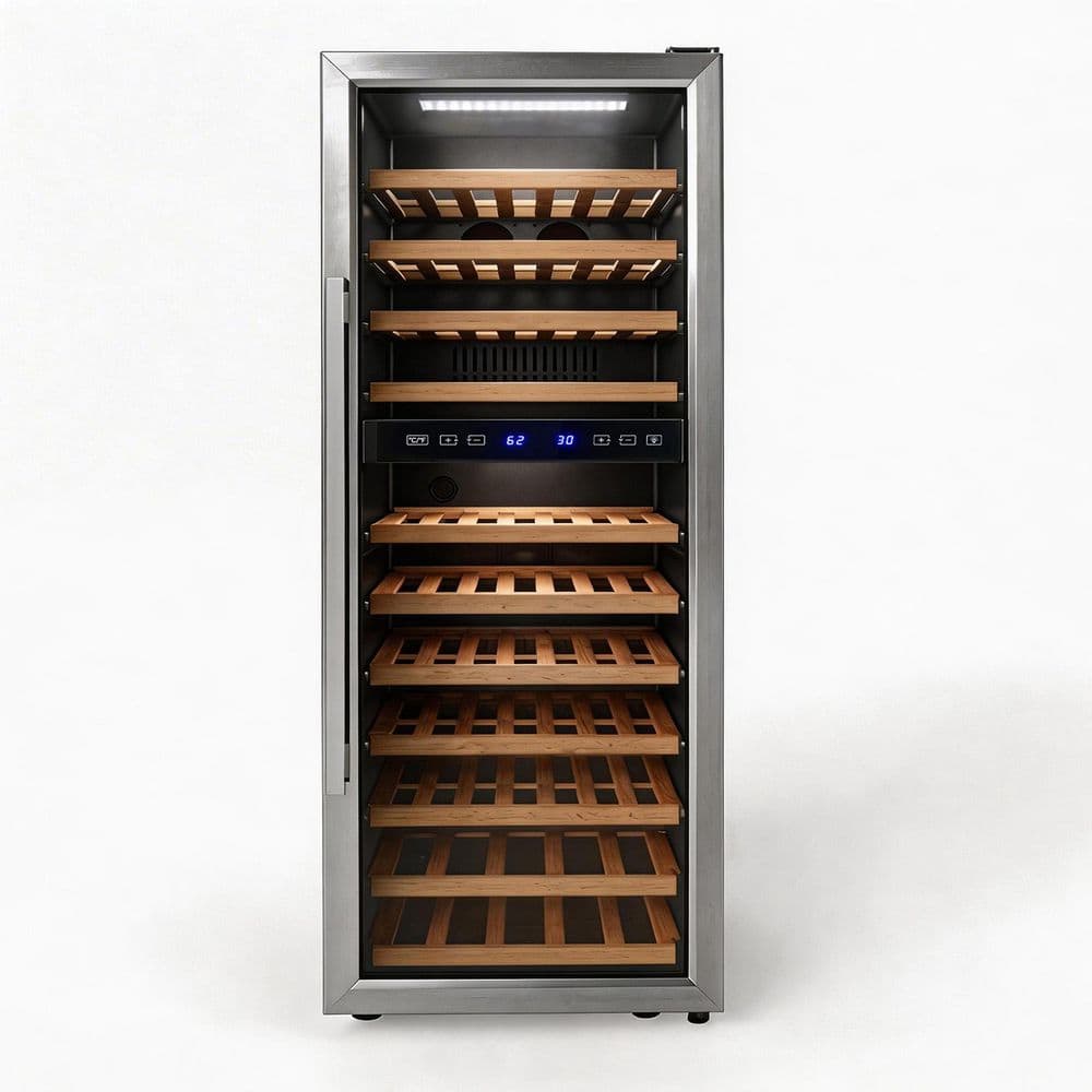 7 cu. ft. Dual Zone 73 Bottle Capacity Freestanding Wine Cooler in Black with 11-Tier Wood Shelves price history on PriceWatchPro