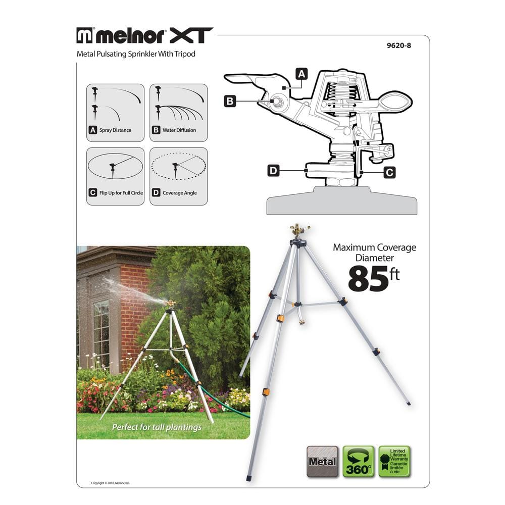 Adjustable Height Metal Tripod Lawn Sprinkler
