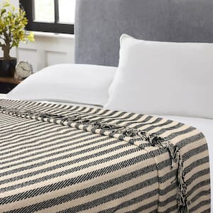 Jay Black and White Twin Cotton Blanket