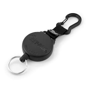 SECURIT XD Retractable Keychain with 28 in. Retractable Cord, 20 oz. Retraction, Carabiner, Split Ring, Black (12-Pack)