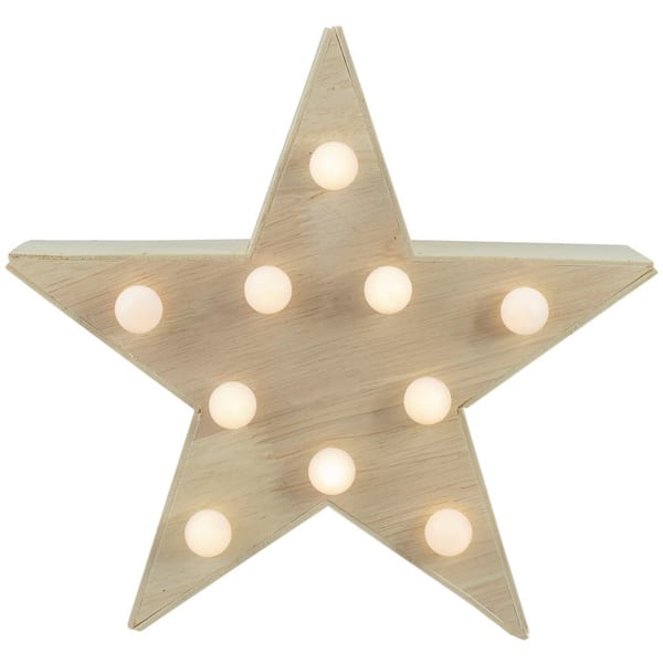 Northlight 9 .25 in. Lighted 5 Point Wooden Star Christmas Tabletop Decor
