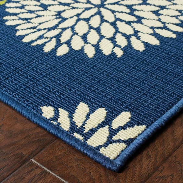 Blue, Green 2 ft. x 4 ft. Loomed Polypropylene Rectangle Indoor/Outdoor Area Rug