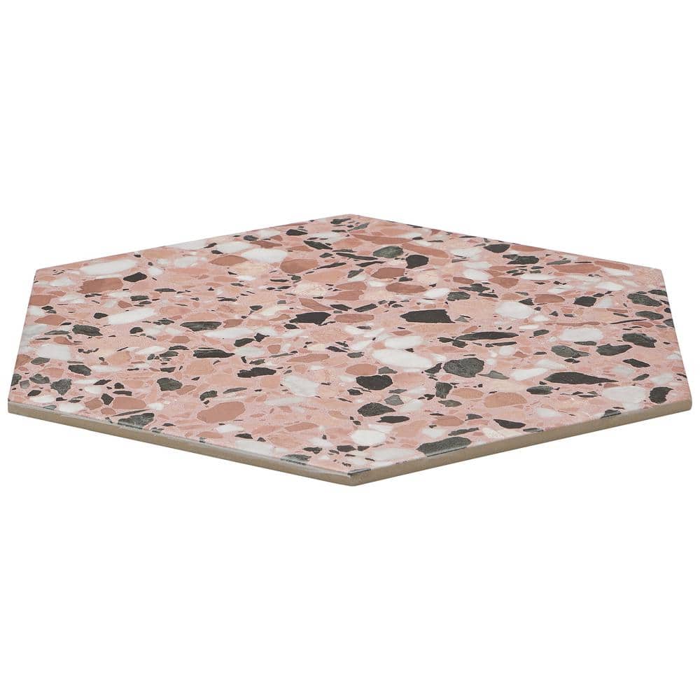 Giotto 13" x 15" Pink Matte Porcelain Hexagon Floor and Wall Tile