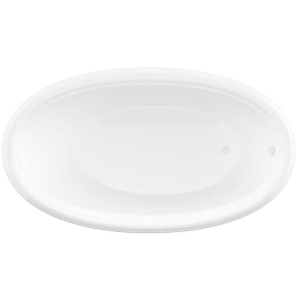 Topaz Series 70 in. x 42 in. Oval Soaking Bathtub with Reversible Drain and Marine Grade Acrylic in Glossy Smooth White