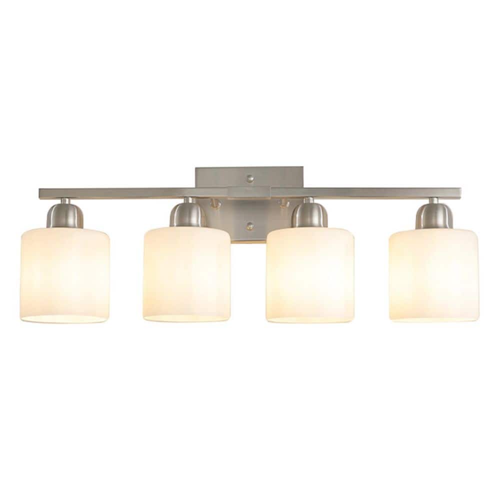 24.8 in. 4-Light Modern Chrome Bathroom Vanity Wall Light with Frosted Glass Shades price history on PriceWatchPro