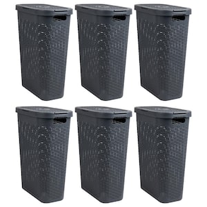 Basket Collection Gray 23.5 in. H x 10.4 in. W x 18 in. D Plastic Modern Rectangle Laundry Room Hamper, Set of 6